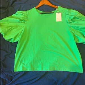 a new day Bright Green Puff Sleeve Blouse